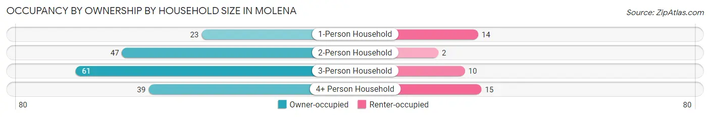 Occupancy by Ownership by Household Size in Molena