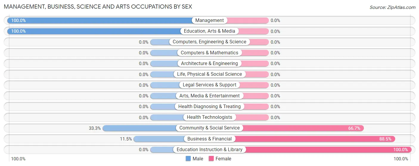 Management, Business, Science and Arts Occupations by Sex in Morven