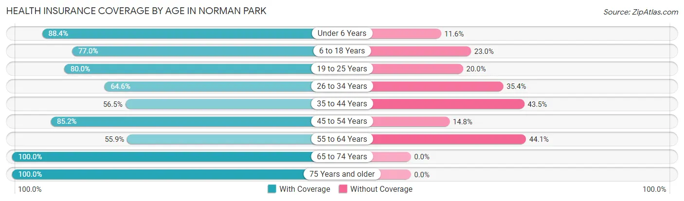 Health Insurance Coverage by Age in Norman Park