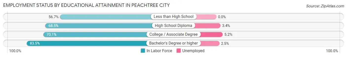 Employment Status by Educational Attainment in Peachtree City