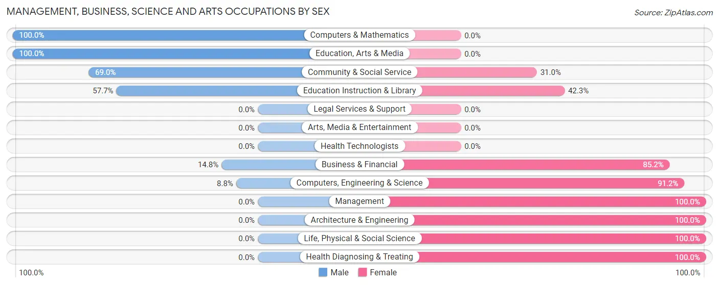 Management, Business, Science and Arts Occupations by Sex in Porterdale