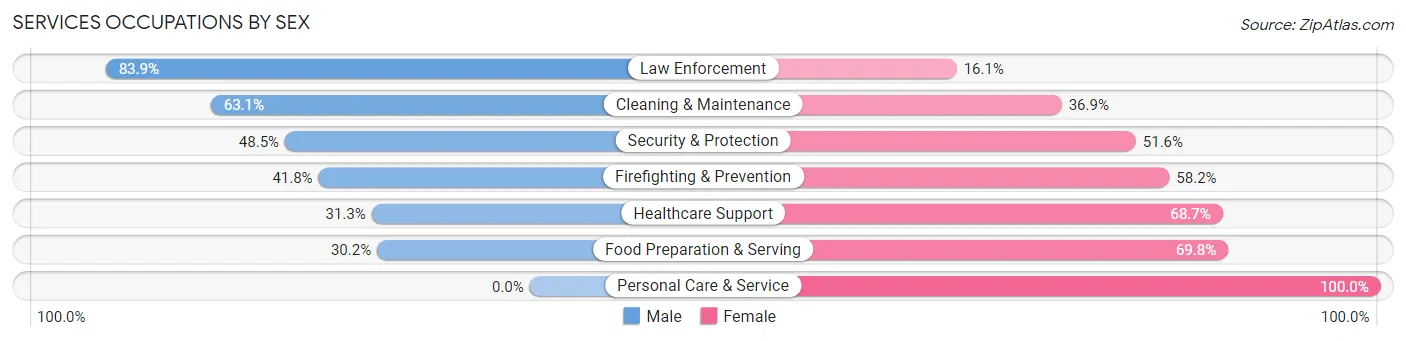 Services Occupations by Sex in Redan