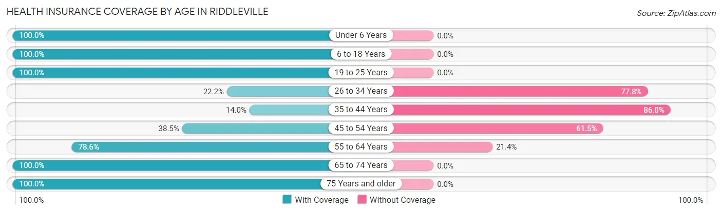 Health Insurance Coverage by Age in Riddleville