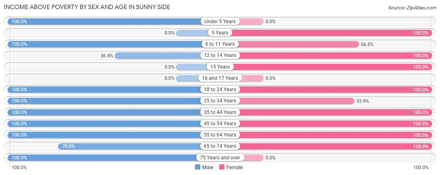Income Above Poverty by Sex and Age in Sunny Side