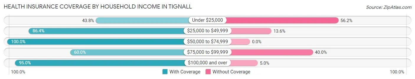 Health Insurance Coverage by Household Income in Tignall