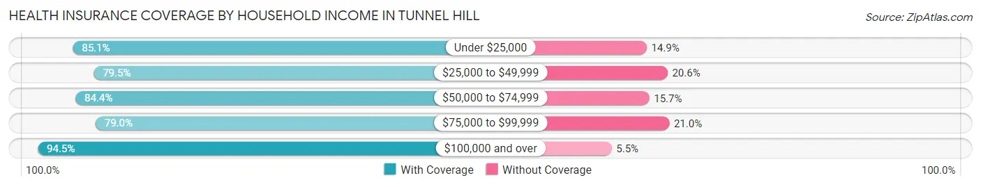 Health Insurance Coverage by Household Income in Tunnel Hill