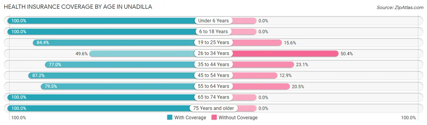 Health Insurance Coverage by Age in Unadilla