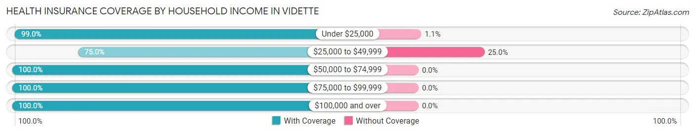 Health Insurance Coverage by Household Income in Vidette