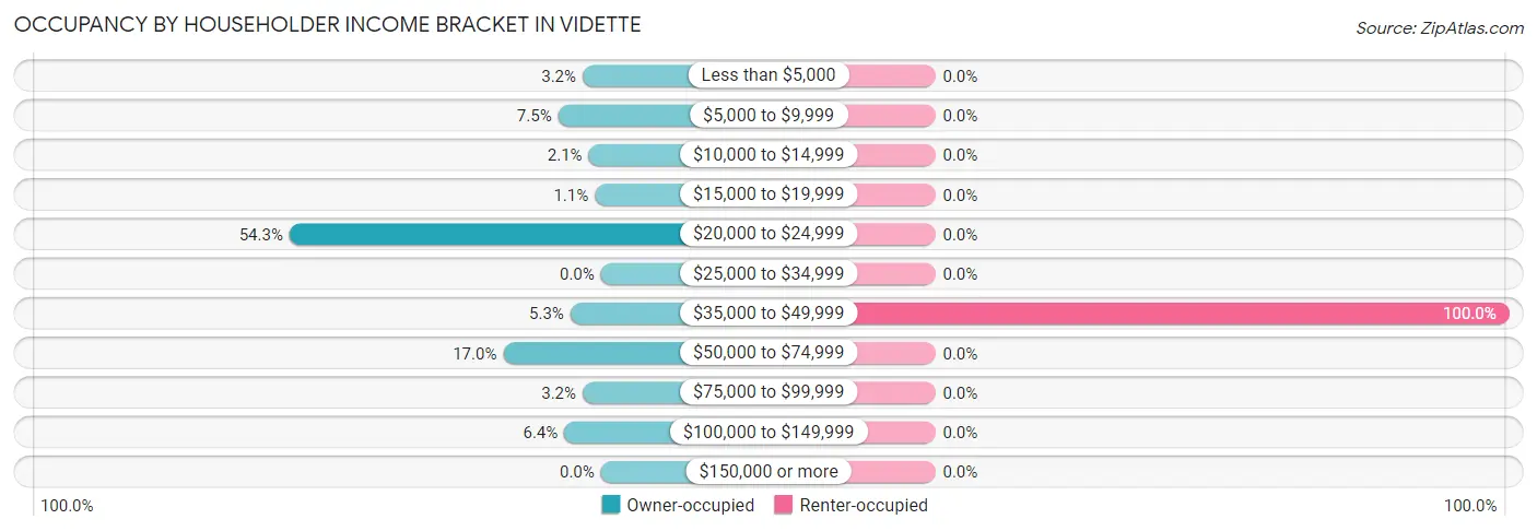 Occupancy by Householder Income Bracket in Vidette