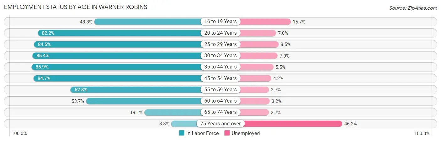 Employment Status by Age in Warner Robins