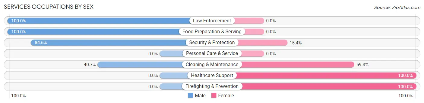 Services Occupations by Sex in Discovery Harbour