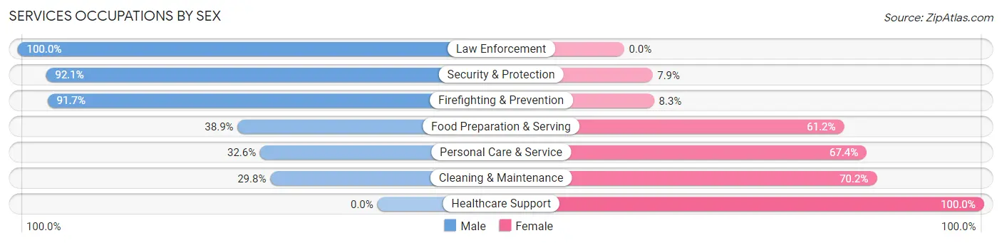 Services Occupations by Sex in Ewa Villages