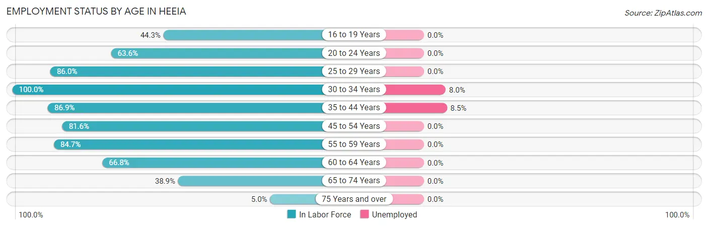 Employment Status by Age in Heeia