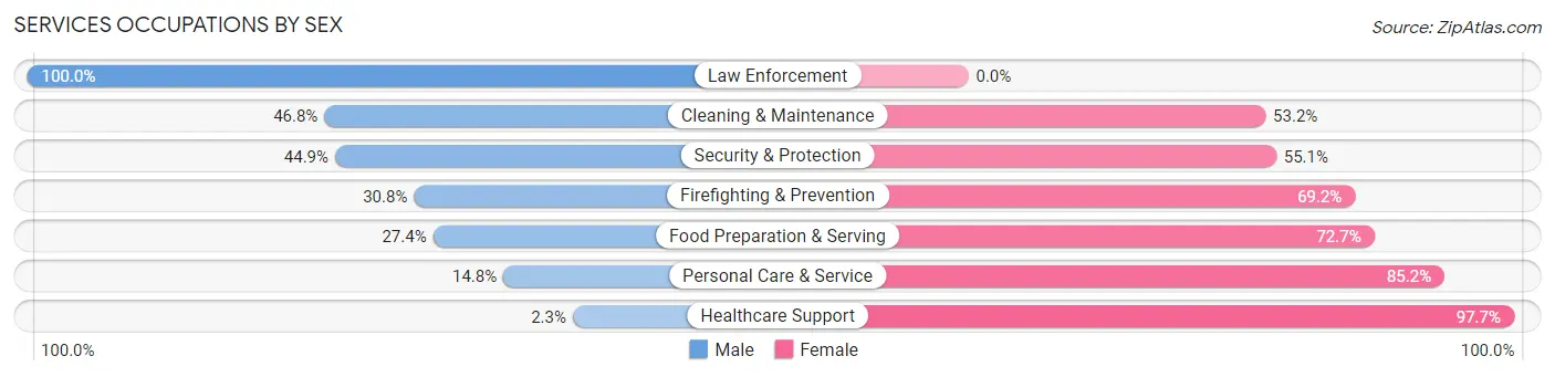 Services Occupations by Sex in Hickam Housing