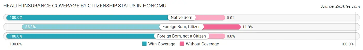 Health Insurance Coverage by Citizenship Status in Honomu