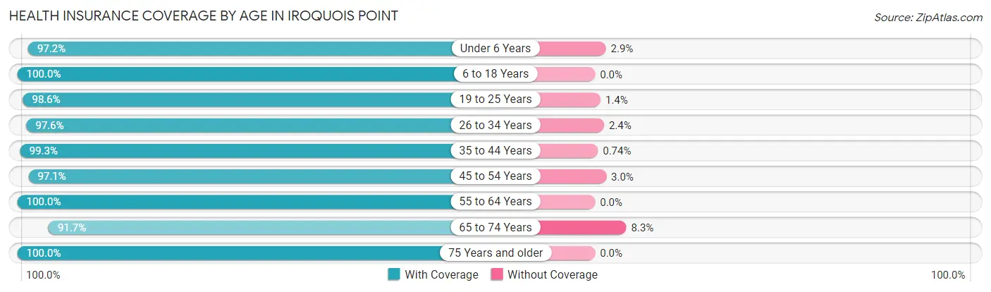 Health Insurance Coverage by Age in Iroquois Point