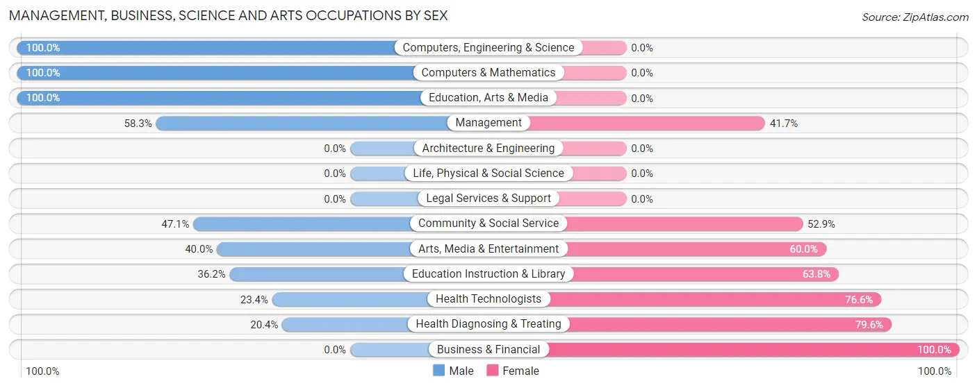 Management, Business, Science and Arts Occupations by Sex in Paia