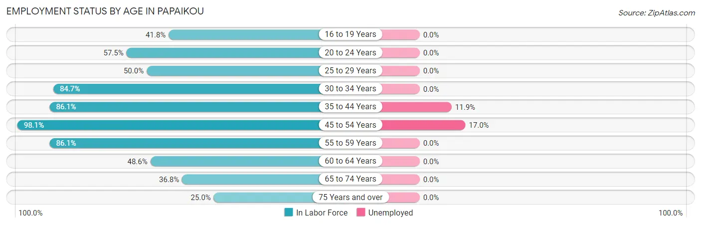 Employment Status by Age in Papaikou