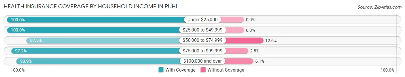 Health Insurance Coverage by Household Income in Puhi