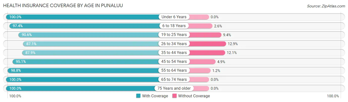 Health Insurance Coverage by Age in Punaluu