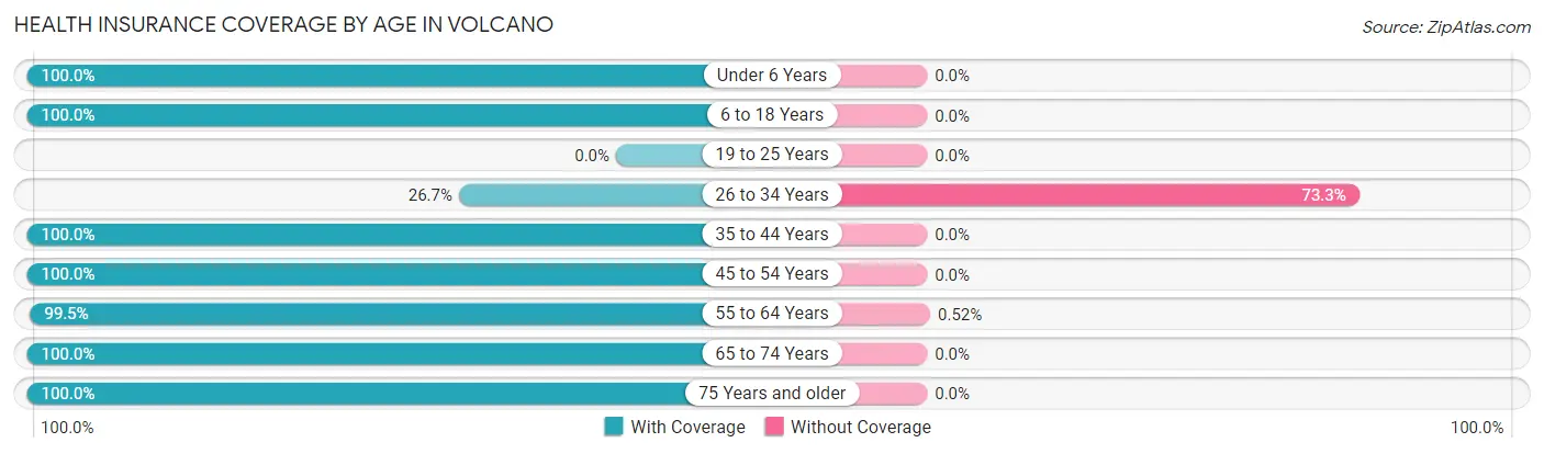 Health Insurance Coverage by Age in Volcano