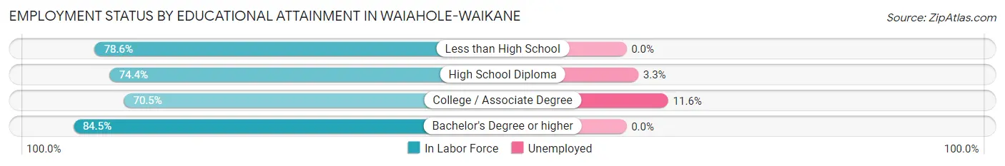 Employment Status by Educational Attainment in Waiahole-Waikane