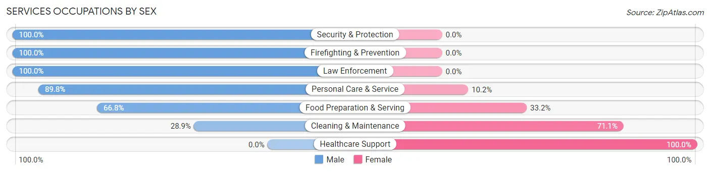 Services Occupations by Sex in Waikoloa Village