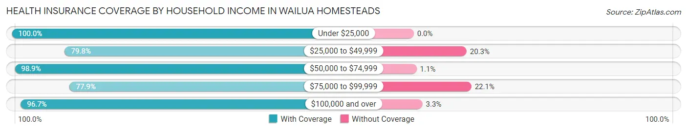 Health Insurance Coverage by Household Income in Wailua Homesteads
