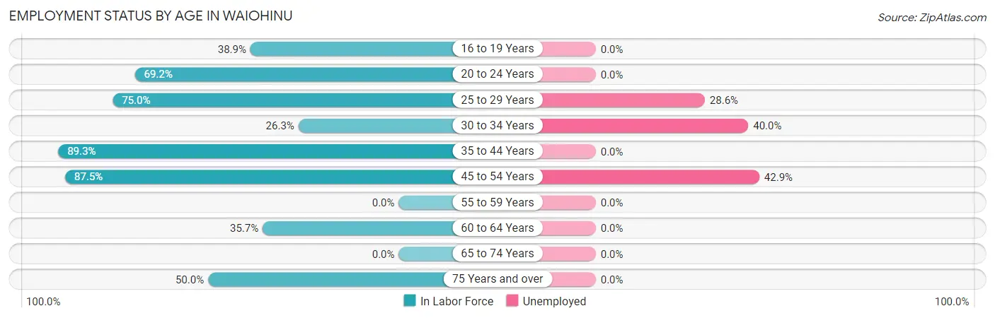 Employment Status by Age in Waiohinu
