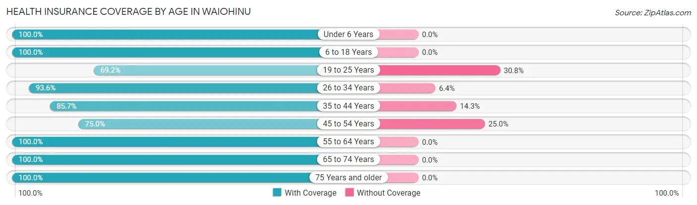 Health Insurance Coverage by Age in Waiohinu