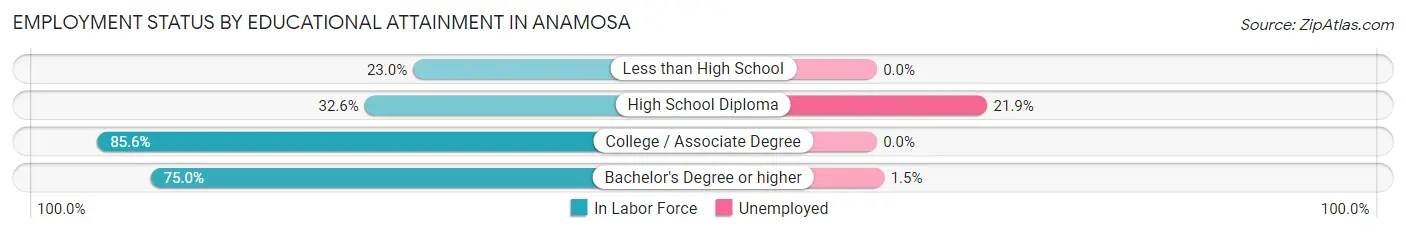 Employment Status by Educational Attainment in Anamosa