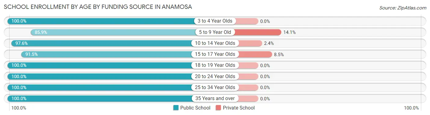 School Enrollment by Age by Funding Source in Anamosa