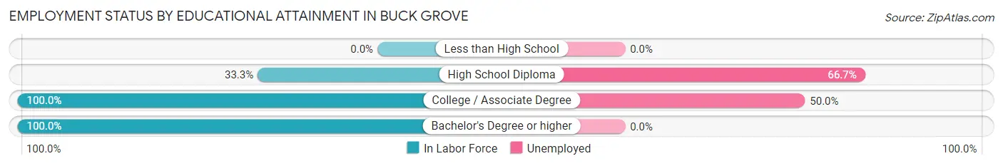 Employment Status by Educational Attainment in Buck Grove
