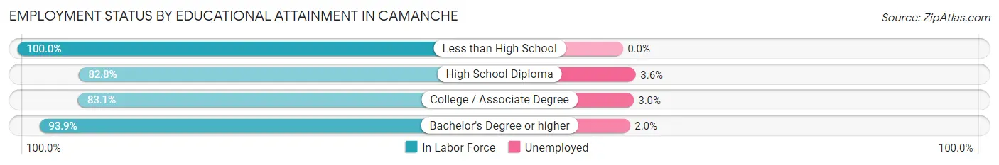 Employment Status by Educational Attainment in Camanche