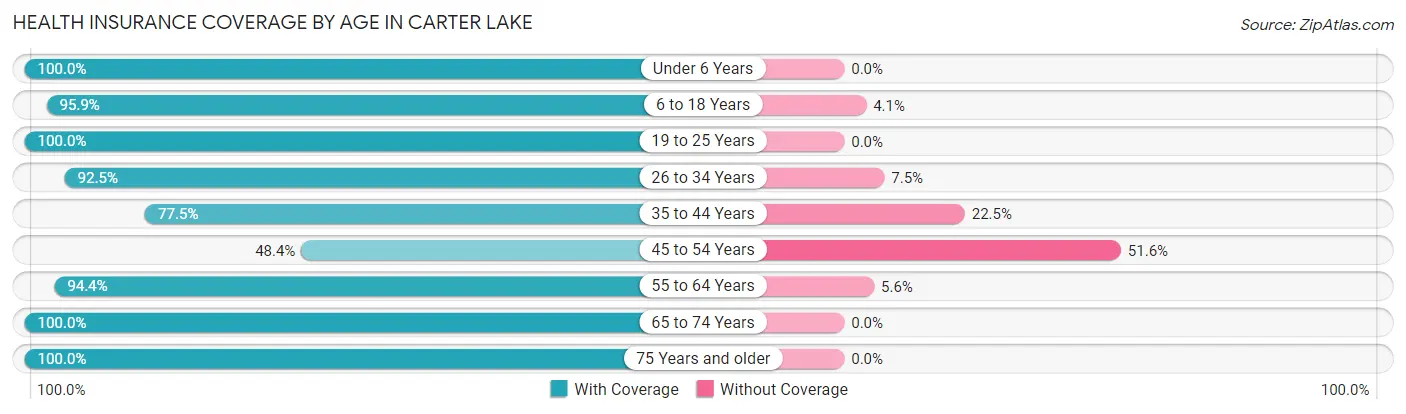 Health Insurance Coverage by Age in Carter Lake