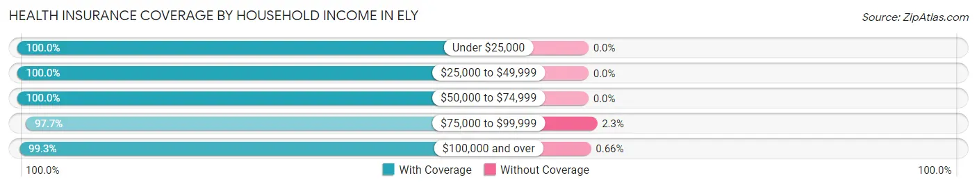 Health Insurance Coverage by Household Income in Ely