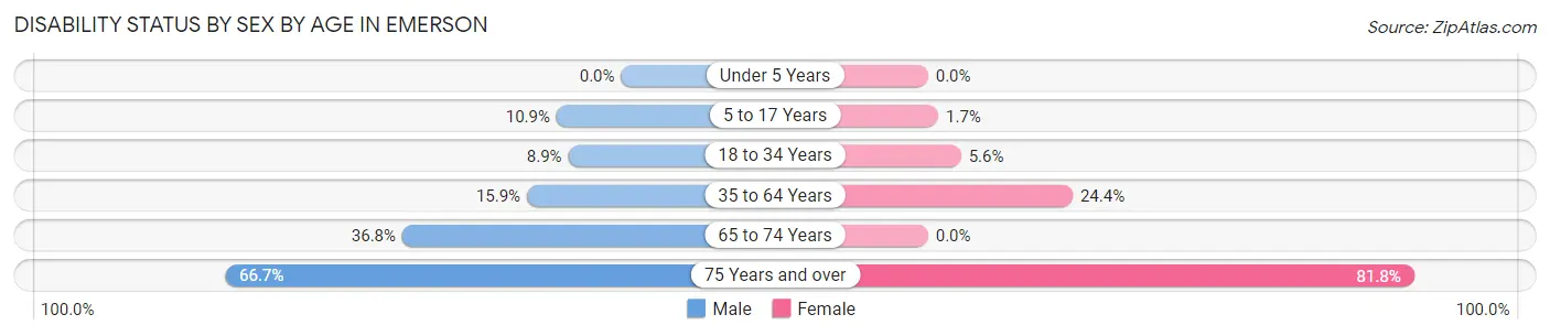 Disability Status by Sex by Age in Emerson