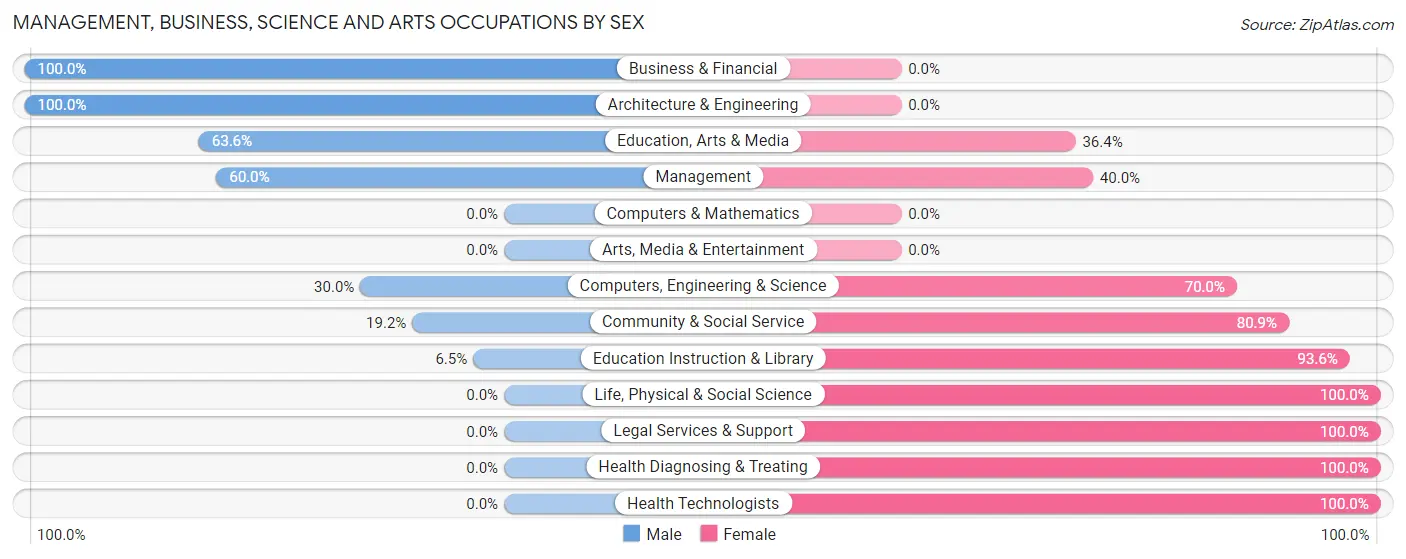 Management, Business, Science and Arts Occupations by Sex in Exira