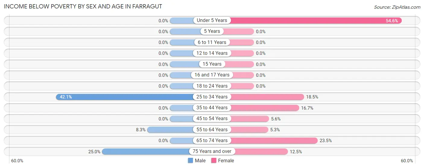 Income Below Poverty by Sex and Age in Farragut