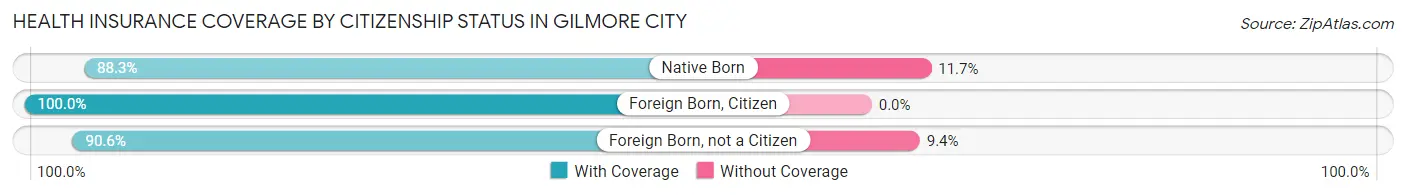 Health Insurance Coverage by Citizenship Status in Gilmore City