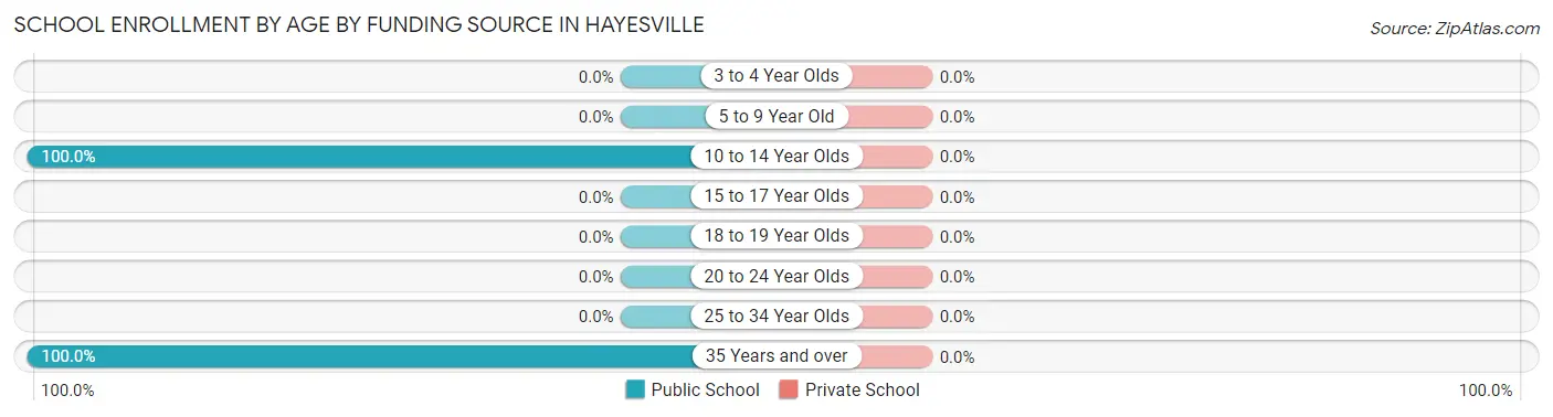 School Enrollment by Age by Funding Source in Hayesville