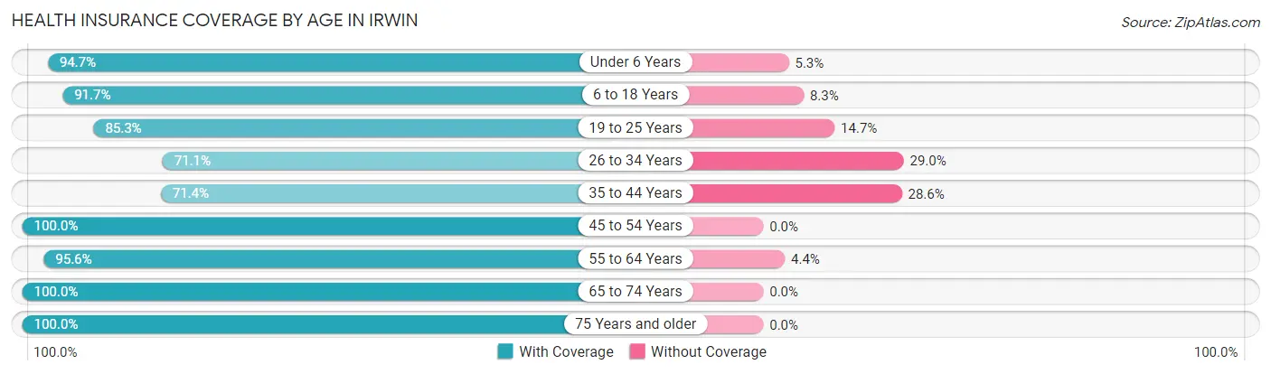 Health Insurance Coverage by Age in Irwin