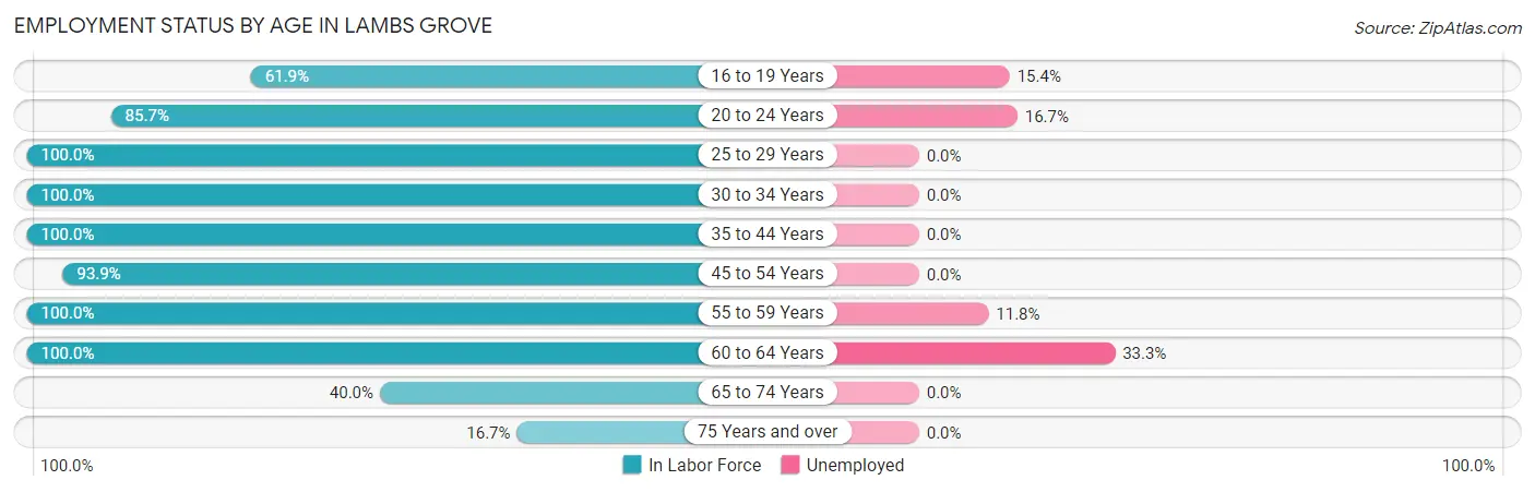 Employment Status by Age in Lambs Grove