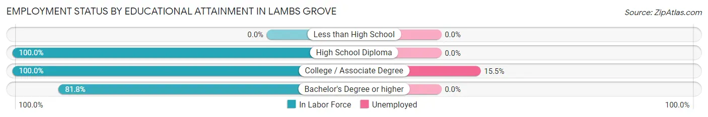 Employment Status by Educational Attainment in Lambs Grove
