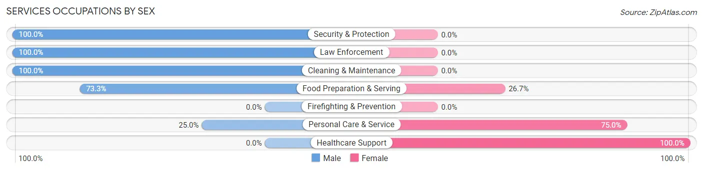 Services Occupations by Sex in Lambs Grove