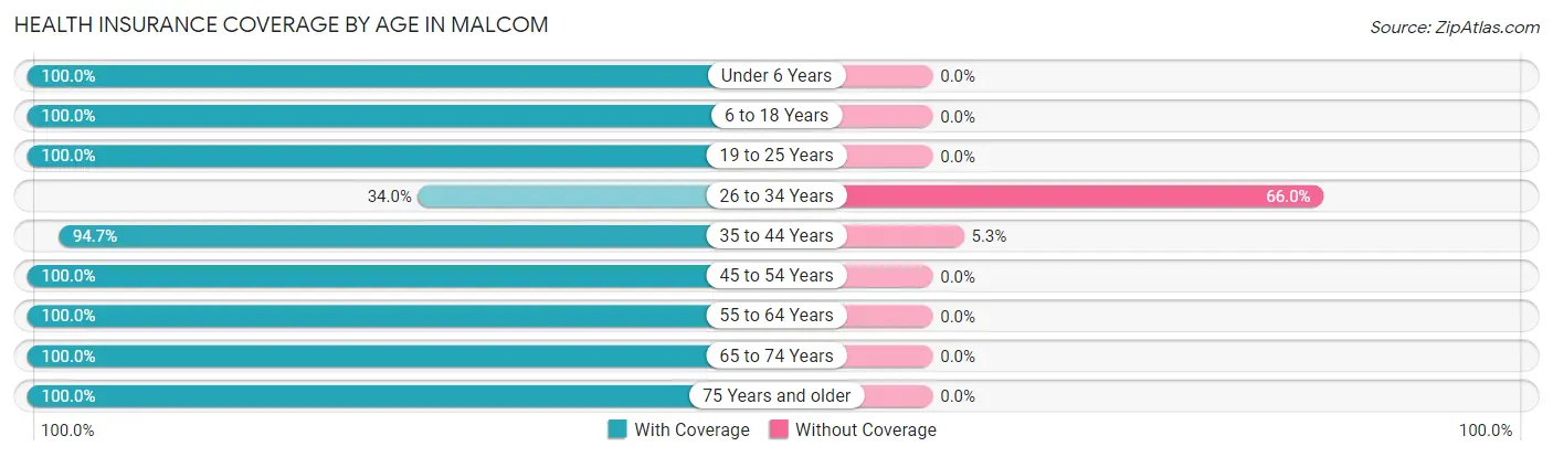 Health Insurance Coverage by Age in Malcom