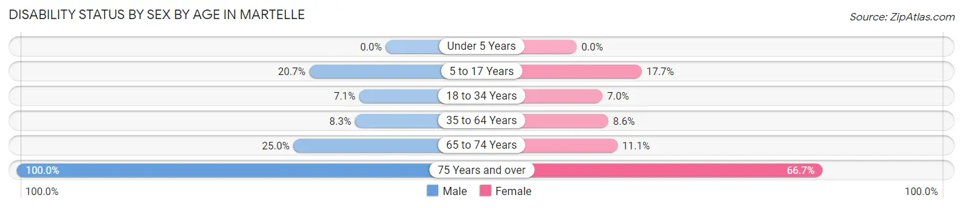 Disability Status by Sex by Age in Martelle