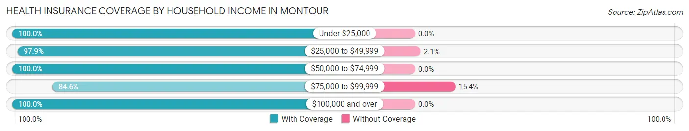 Health Insurance Coverage by Household Income in Montour