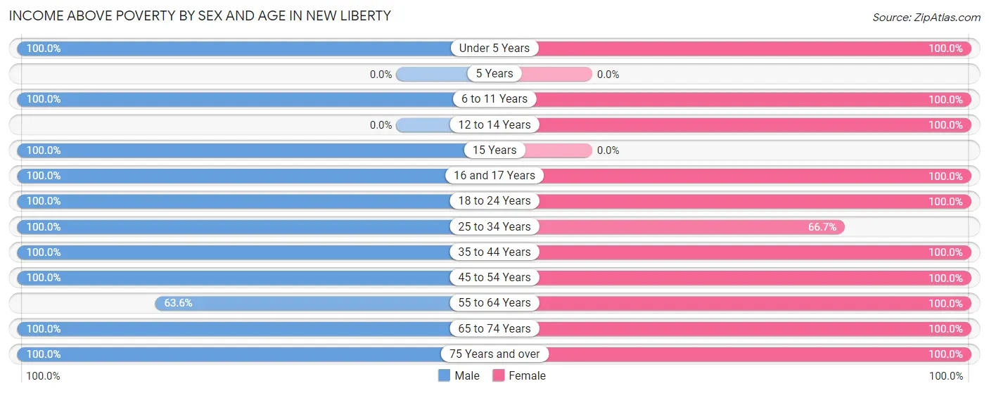 Income Above Poverty by Sex and Age in New Liberty