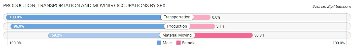 Production, Transportation and Moving Occupations by Sex in Shenandoah